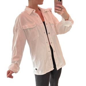 White Button-Up Oversized Shirt Jacket